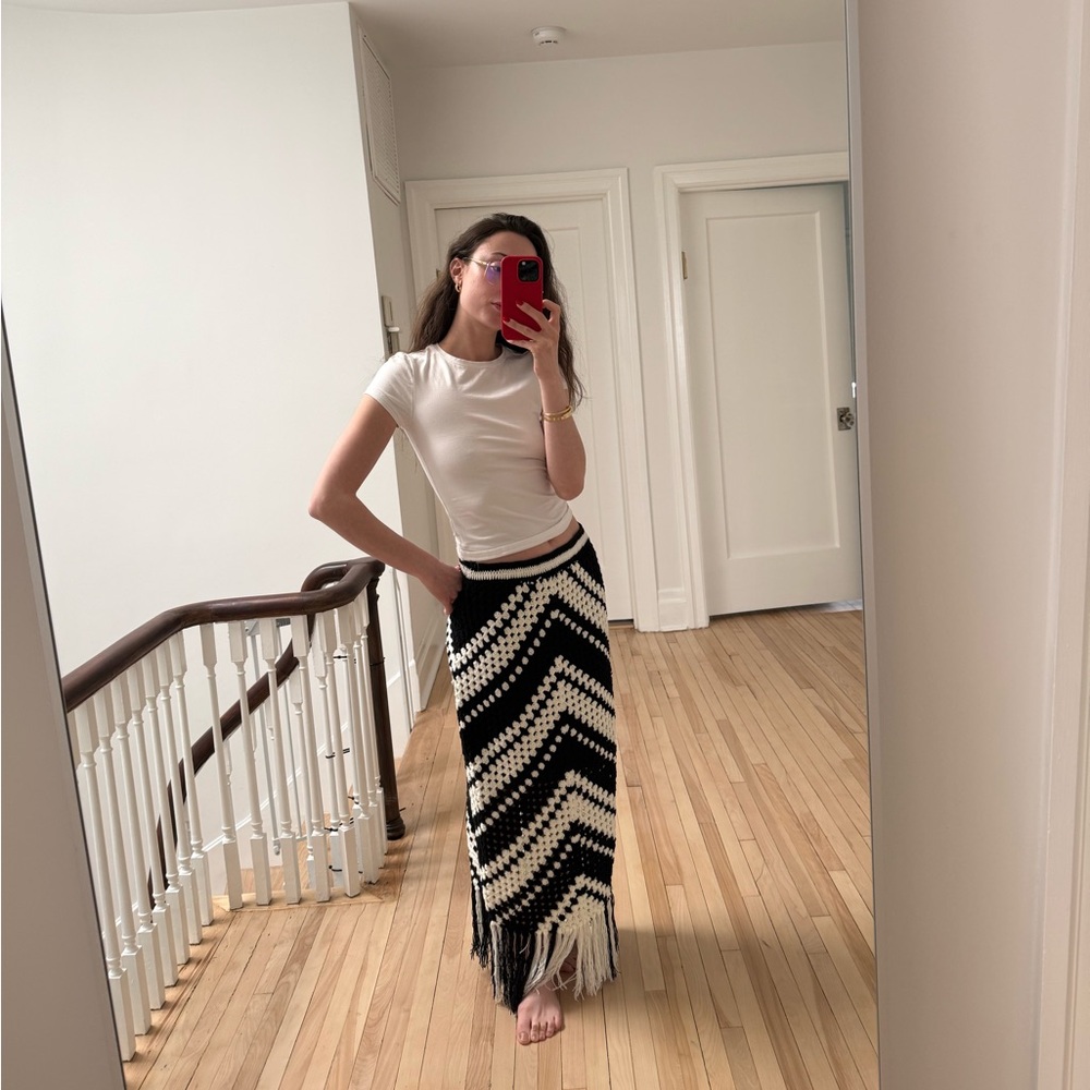 Black and White Chevron Maxi Skirt - Picture 2 of 6